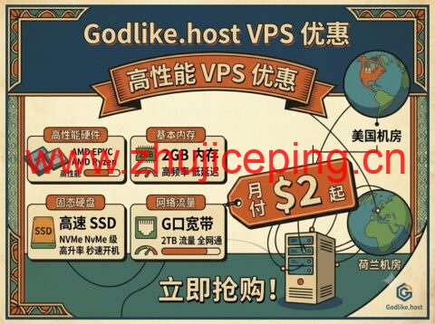 Godlike.host VPS 优惠:AMD EPYC / Ryzen 高性能 VPS,2GB 内存月付 $2 起,美国和荷兰机房可选-国外主机测评