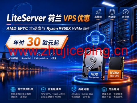 LiteServer 荷兰 VPS 优惠：AMD EPYC 大硬盘与 Ryzen 9950X NVMe 系列，年付 30 欧元起-国外主机测评