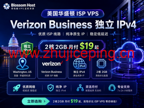 Blossom Host 美国 ISP VPS:Verizon 独立 IPv4 月付 $19 起,纽约 VPS $8/月起-国外主机测评