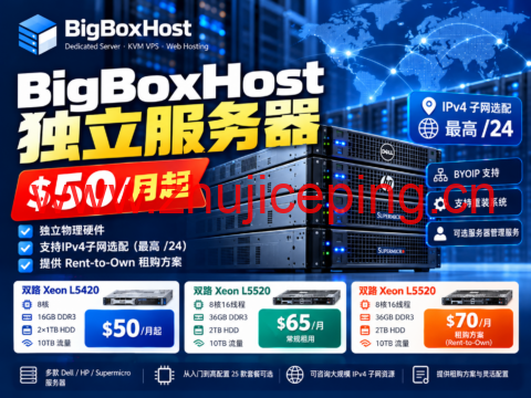 BigBoxHost独立服务器$50/月起:双路Xeon 36GB $65/月,租购$70/月,支持IPv4子网选配-国外主机测评